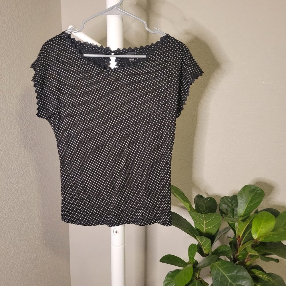 3 for $15, 5 for $20 Ann Taylor Polka Dot Blouse with sleeve/neck details